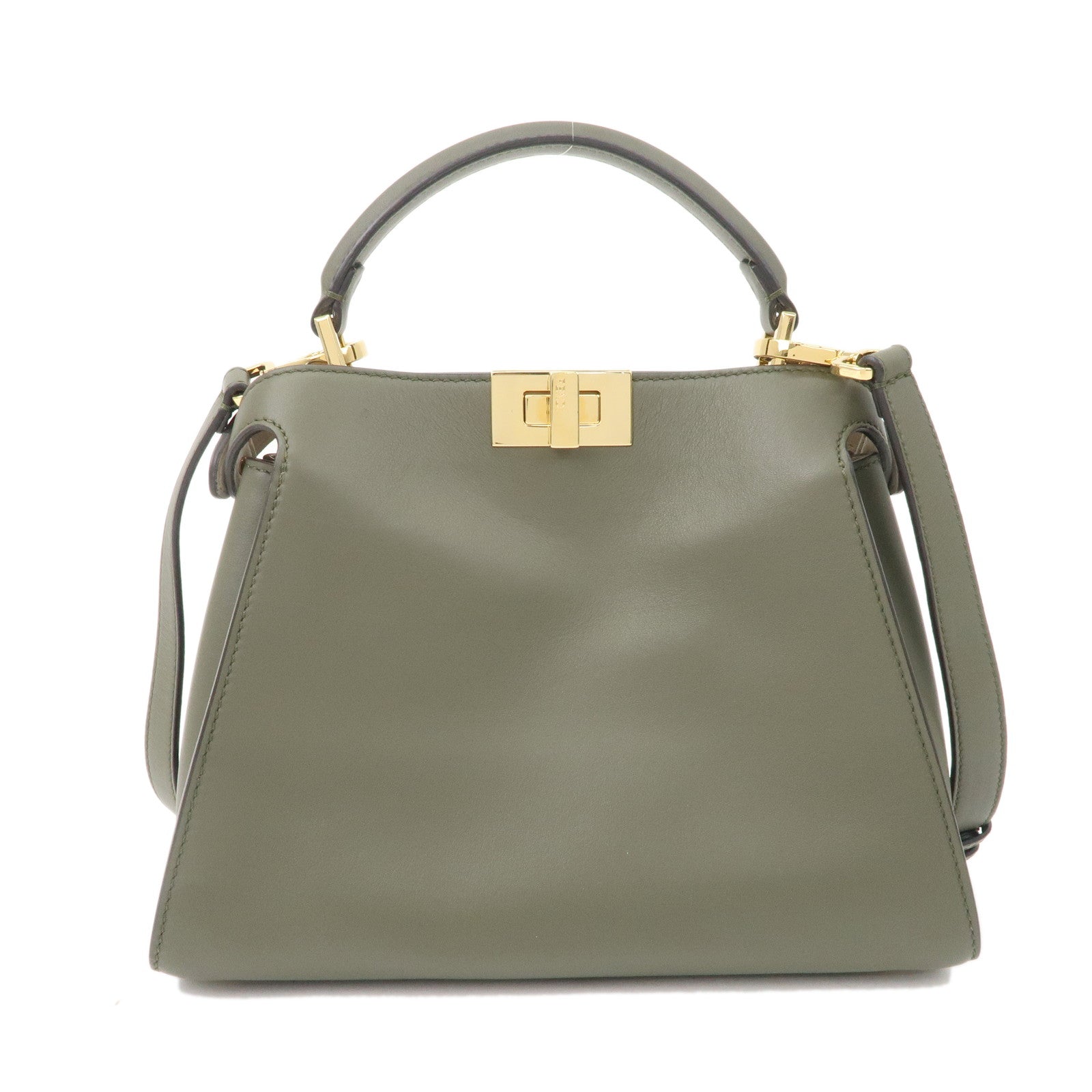 FENDI Peekaboo Iconic Essentially Leather 2Way Bag Khaki 8BN302