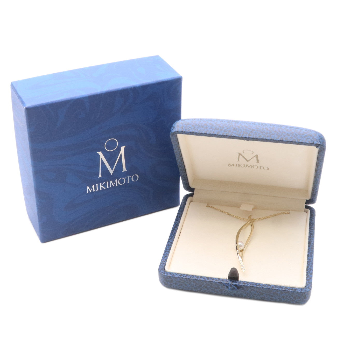 MIKIMOTO Pearl Diamond Necklace K18YG 750YG Yellow Gold