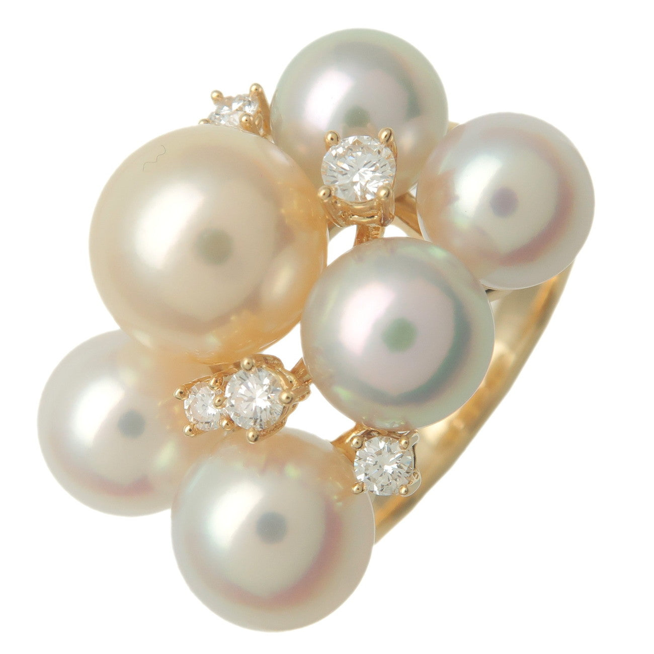 TASAKI-6P-Pearl-Diamond-Ring-0.20ct-K18-750YG-US6.5-EU53.5