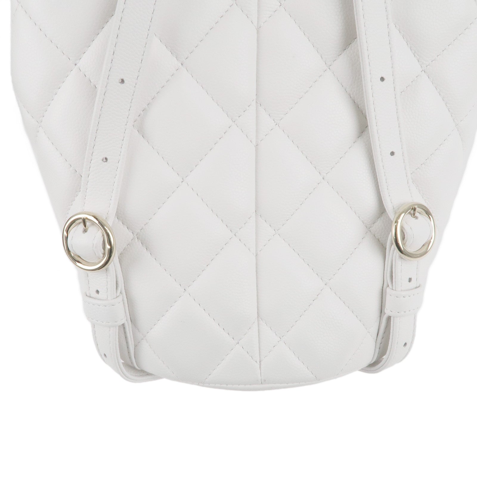 CHANEL Matelasse Caviar Skin Chain Back Pack White AS3290