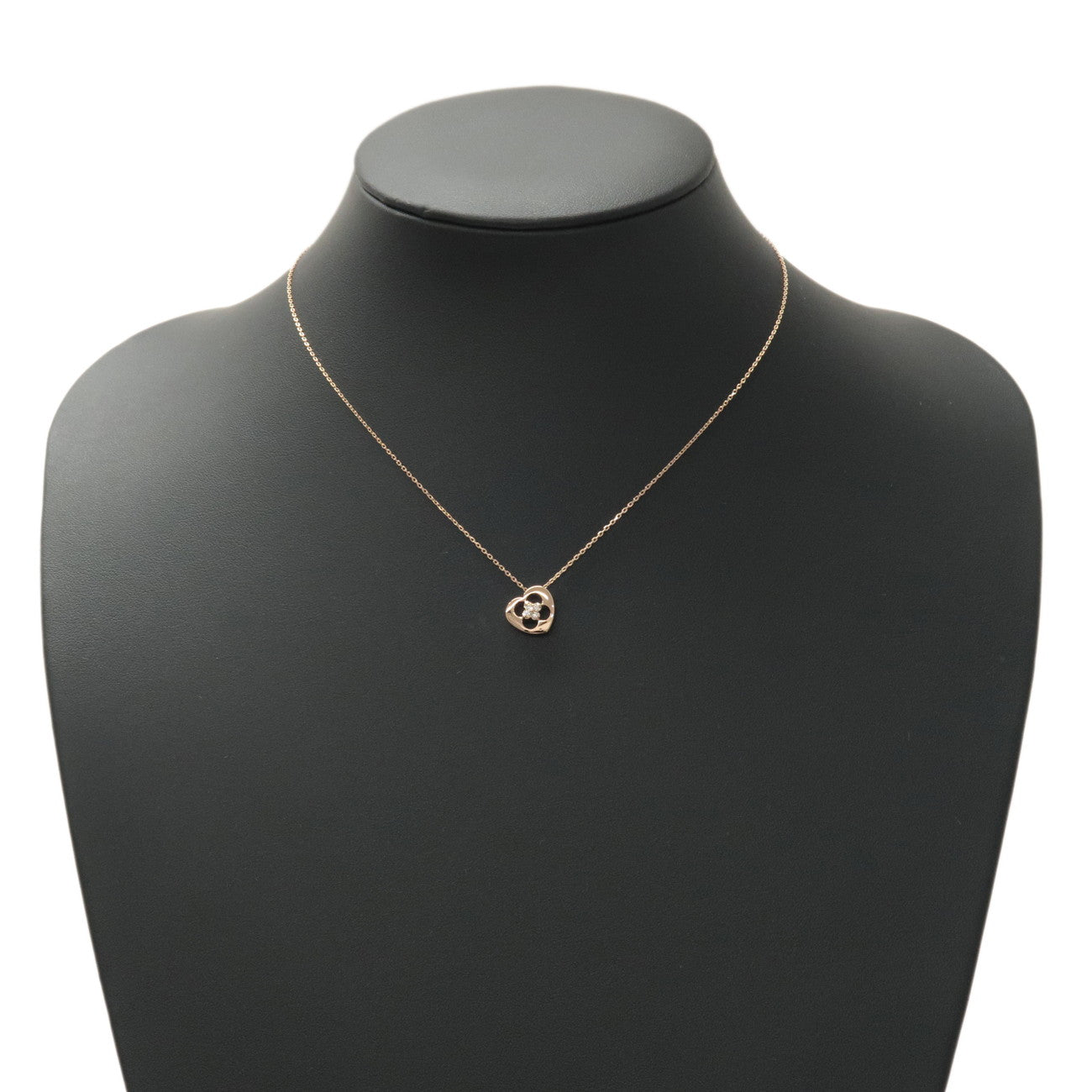 VENDOME AOYAMA Heart Charm 4P Diamonds Necklace K18 750 Rose Gold