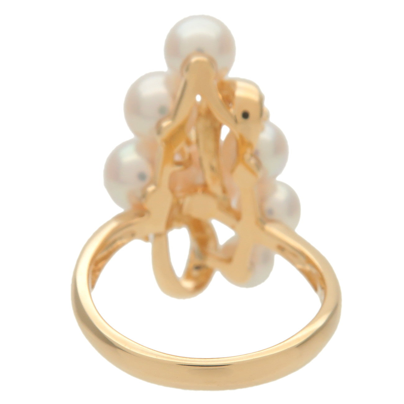 TASAKI 7P Pearl 4P Diamond Ring K18 750YG Yellow Gold US6 EU51