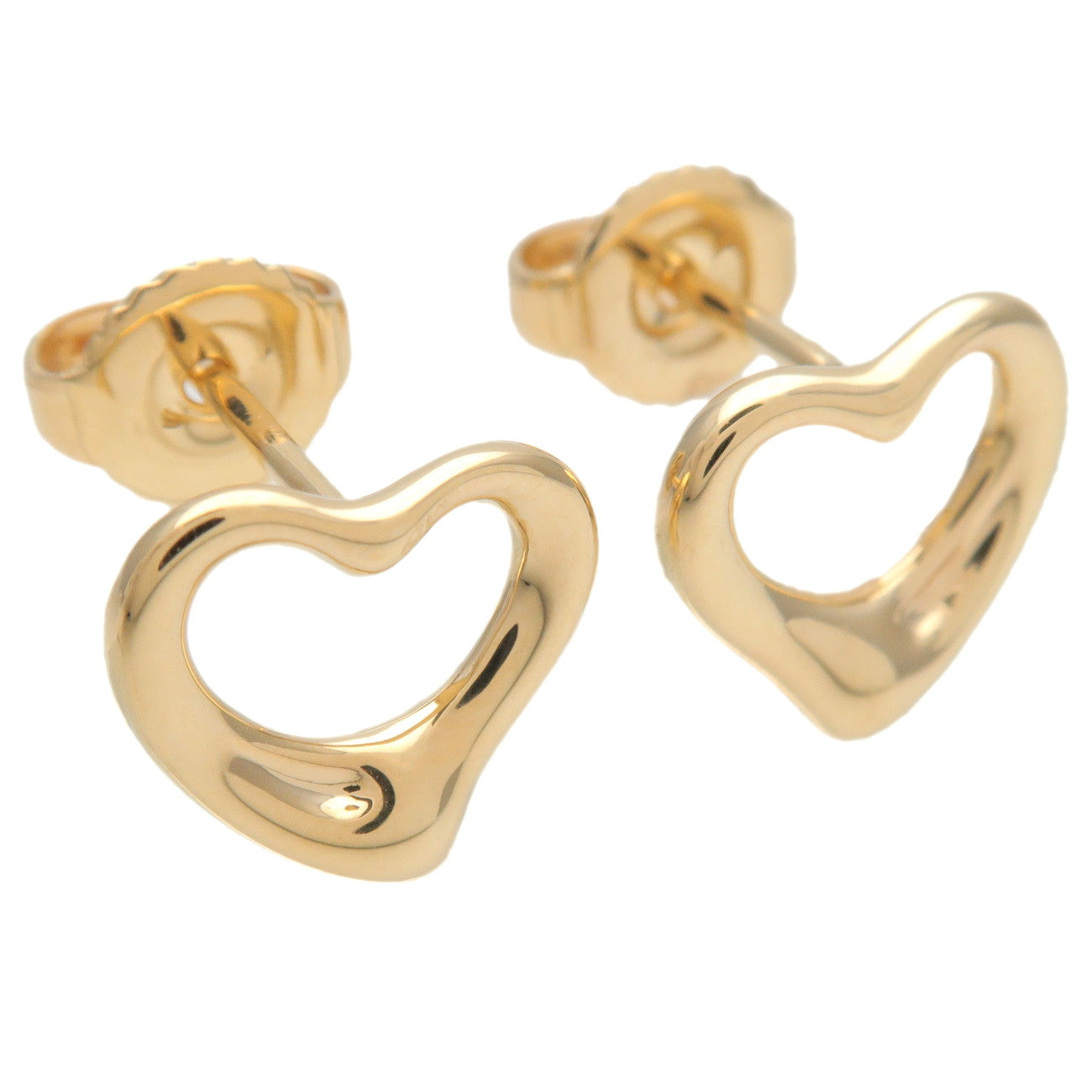 Tiffany&Co. Open Heart Earrings K18YG 750YG Yellow Gold