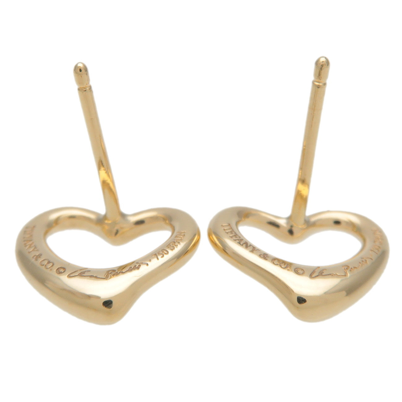 Tiffany&Co. Open Heart Earrings K18YG 750YG Yellow Gold