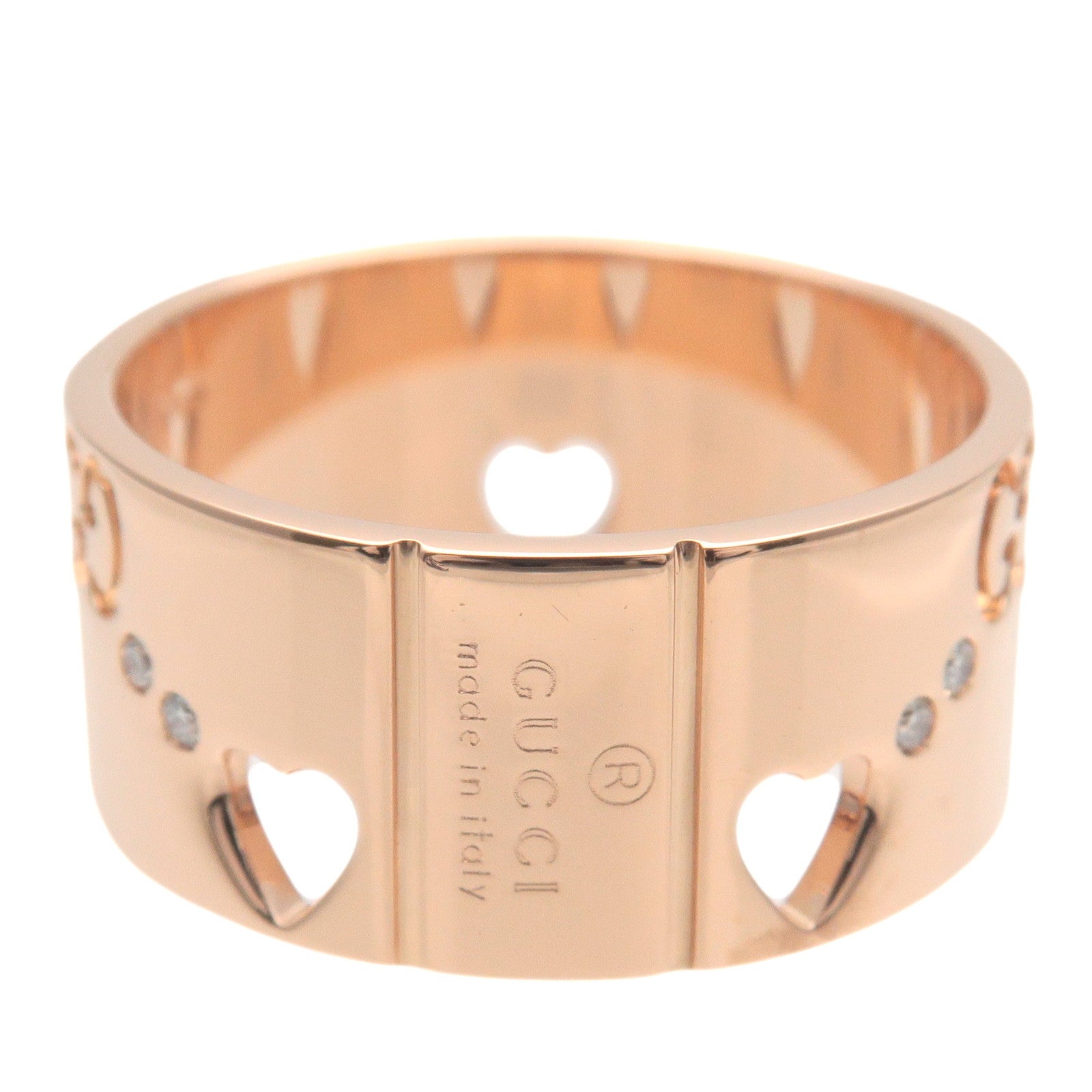 GUCCI Icon Amore Diamond Ring K18PG 750PG Rose Gold #15 US7