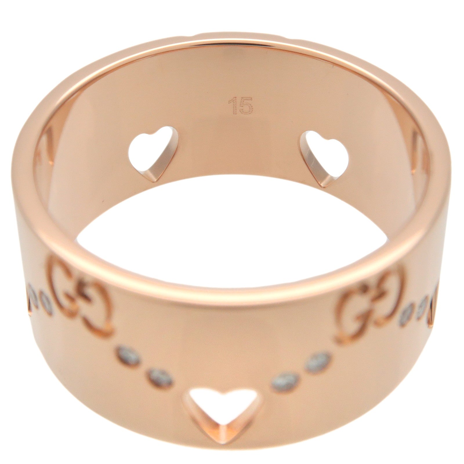 GUCCI Icon Amore Diamond Ring K18PG 750PG Rose Gold #15 US7