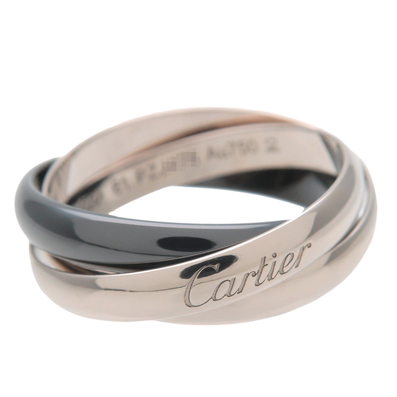 Cartier Trinity Ring Black Ceramic K18 White Gold #61 US9.5 EU61