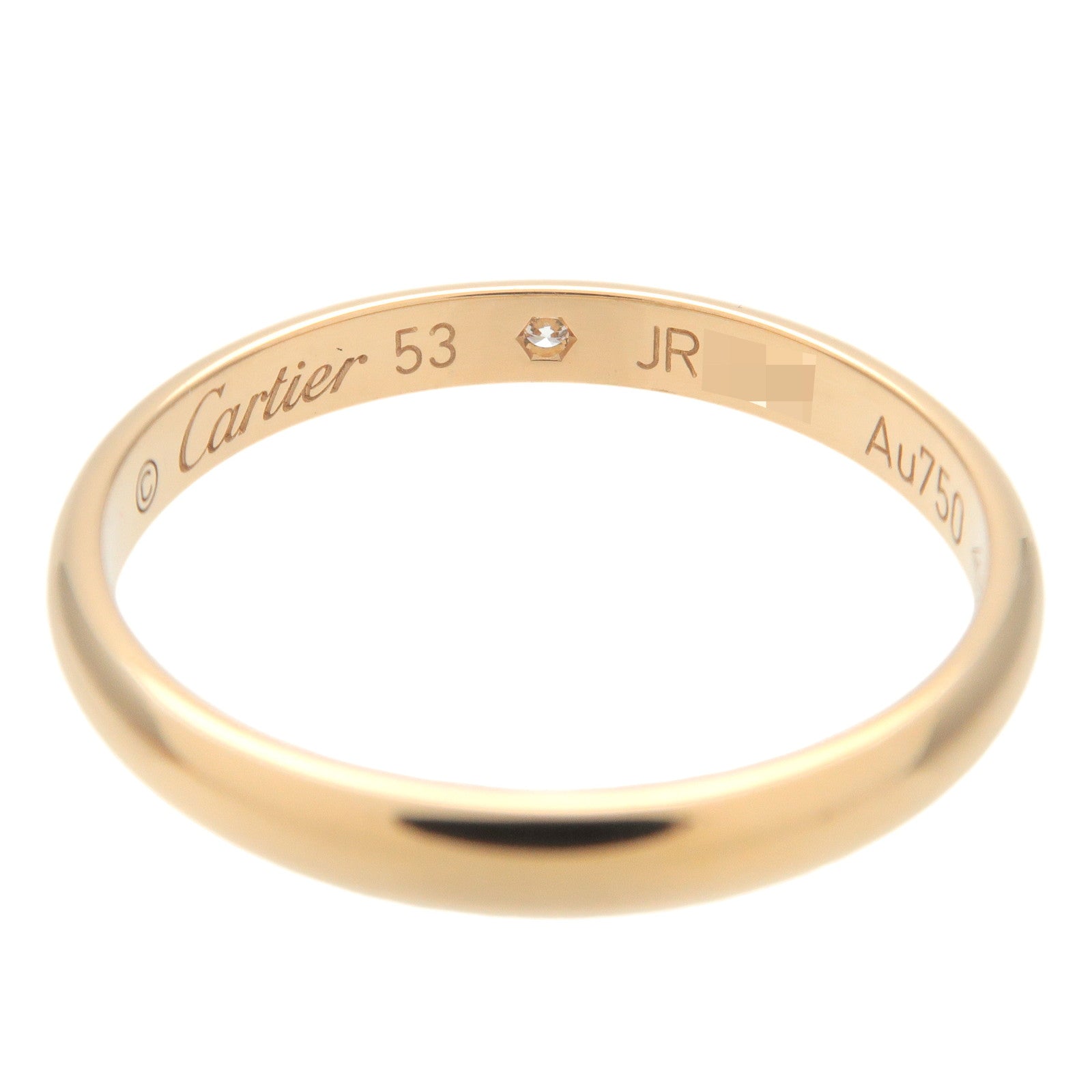 Cartier 1895 Wedding 1P Diamond Ring K18YG Yellow Gold #53 US6.5