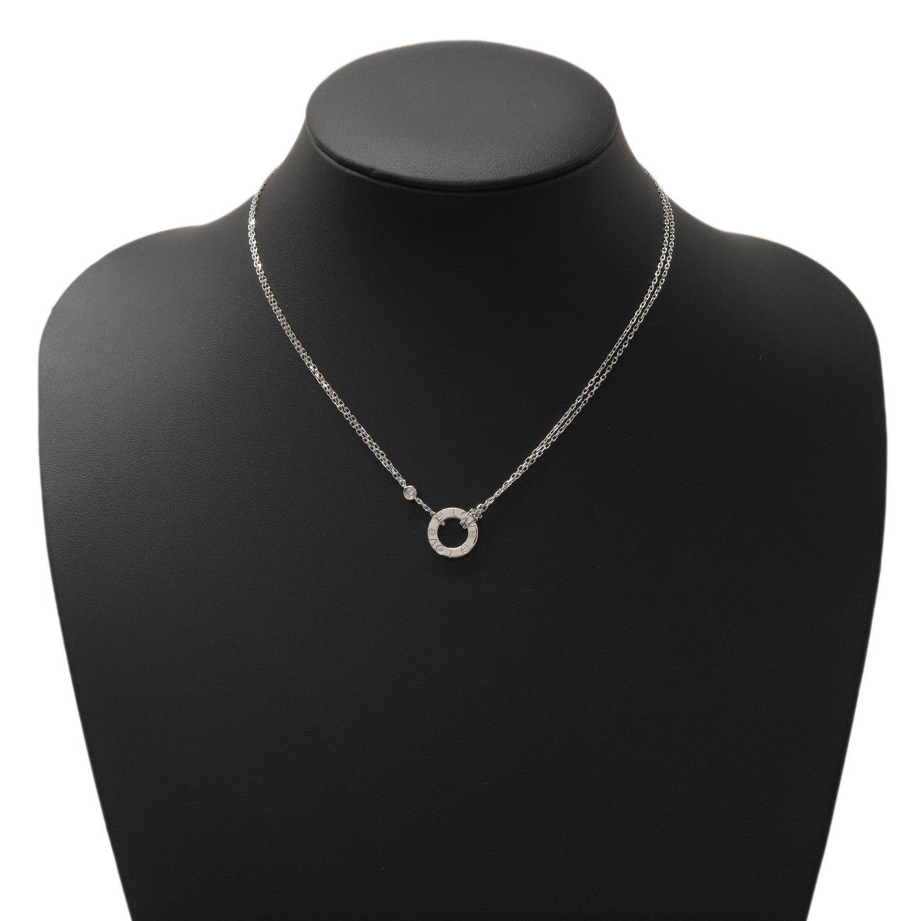 Cartier Love Circle 2P Diamond Necklace K18 750 White Gold