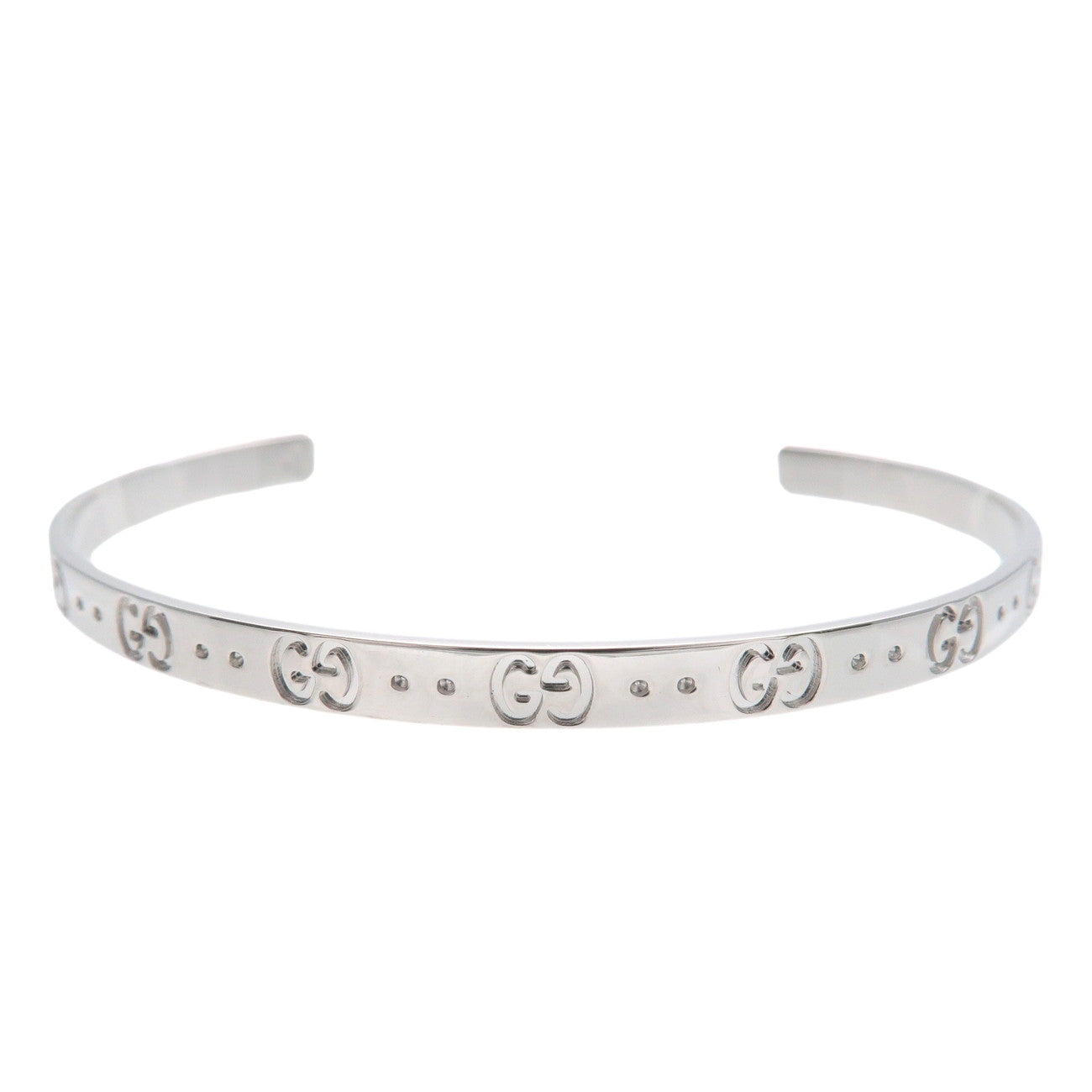 GUCCI-Icon-Open-Bangle-Blacelet-#15-K18WG-750WG-White-Gold