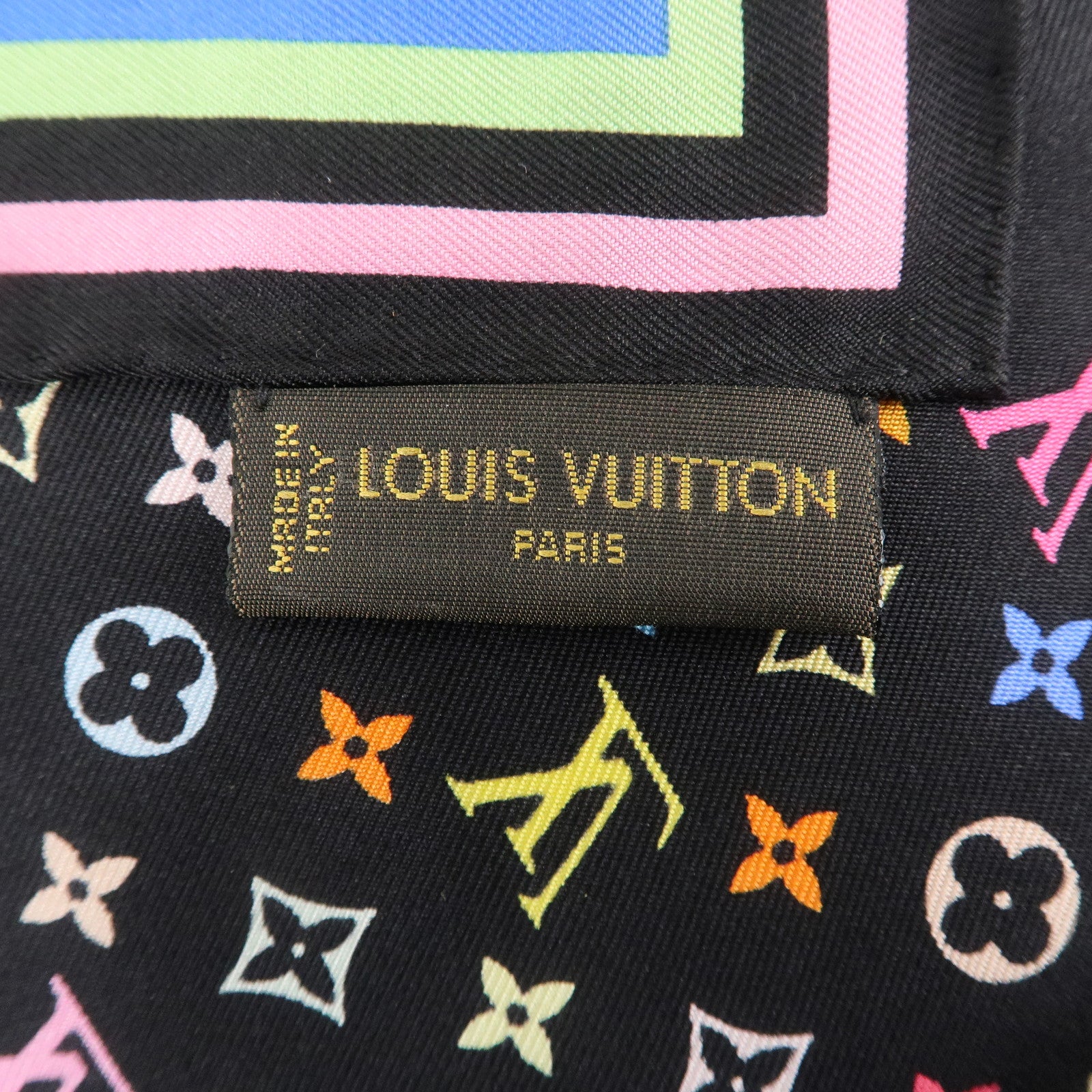 Louis Vuitton Monogram Multi Color Scarf Silk 100% 70×70 M71914