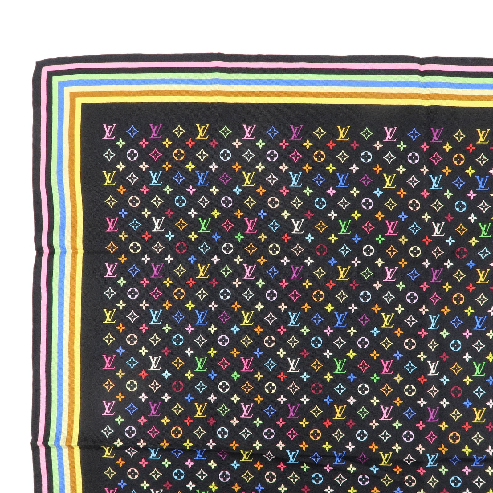 Louis Vuitton Monogram Multi Color Scarf Silk 100% 70×70 M71914