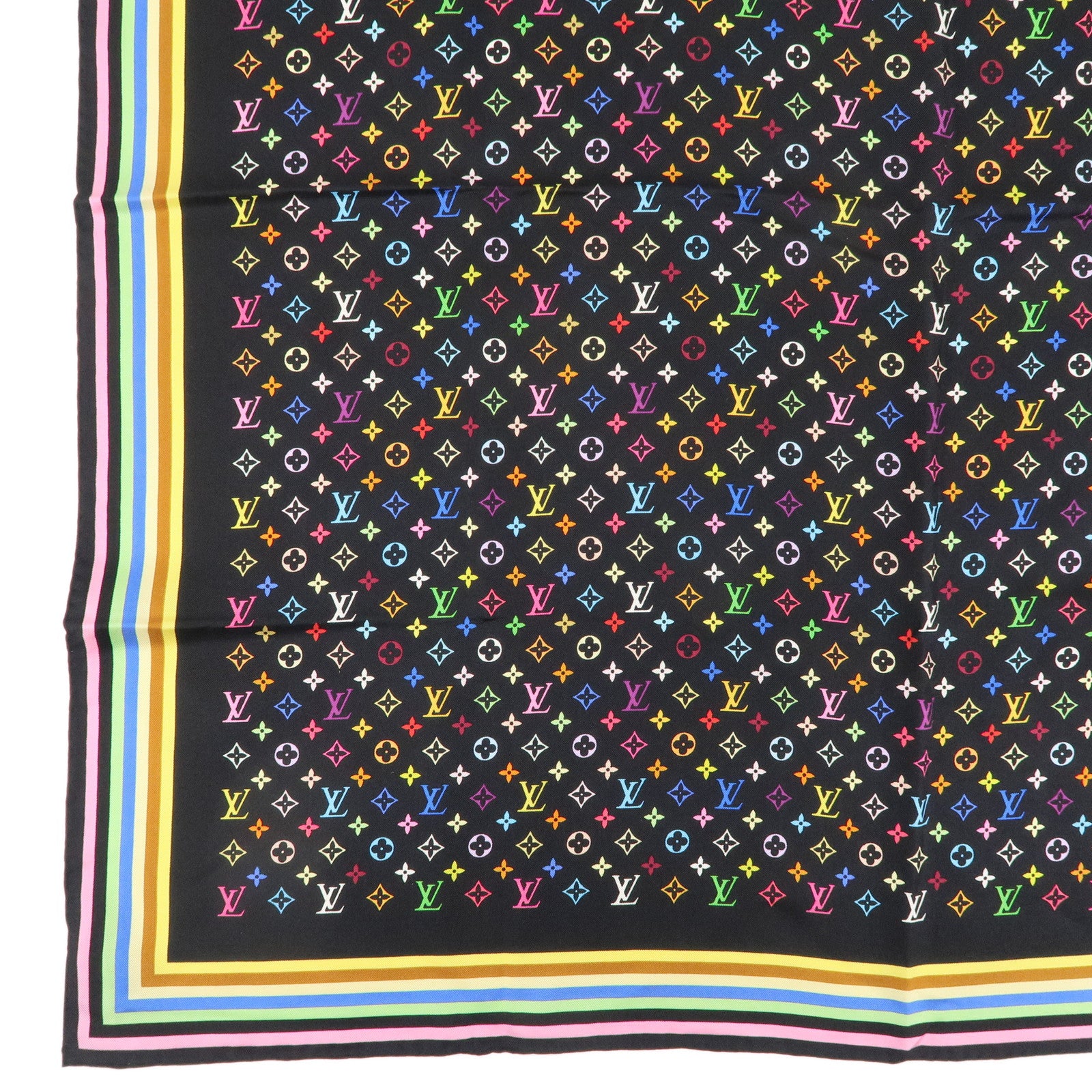 Louis Vuitton Monogram Multi Color Scarf Silk 100% 70×70 M71914