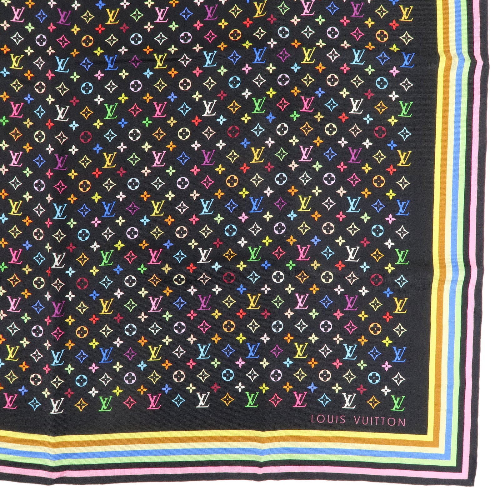 Louis Vuitton Monogram Multi Color Scarf Silk 100% 70×70 M71914