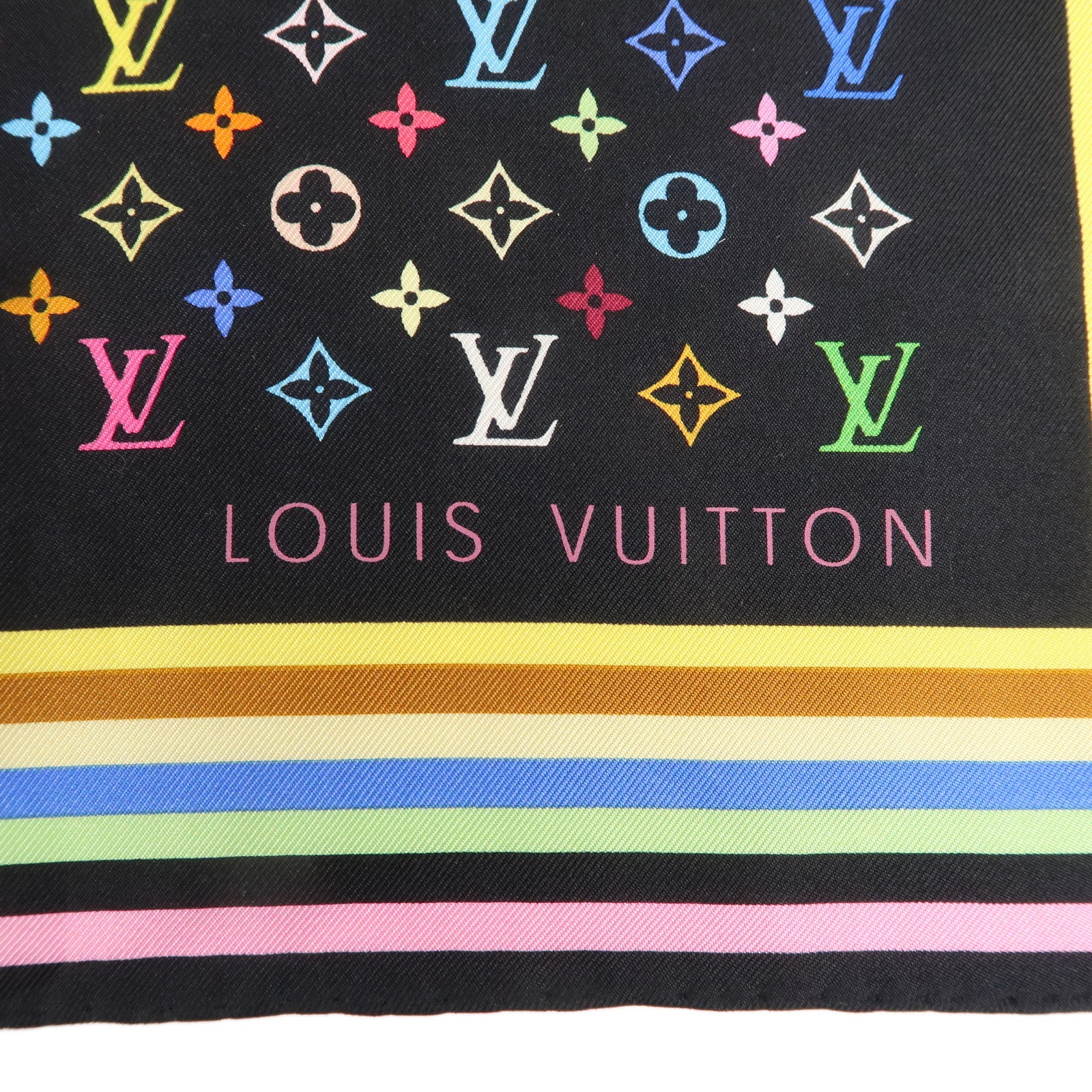 Louis Vuitton Monogram Multi Color Scarf Silk 100% 70×70 M71914