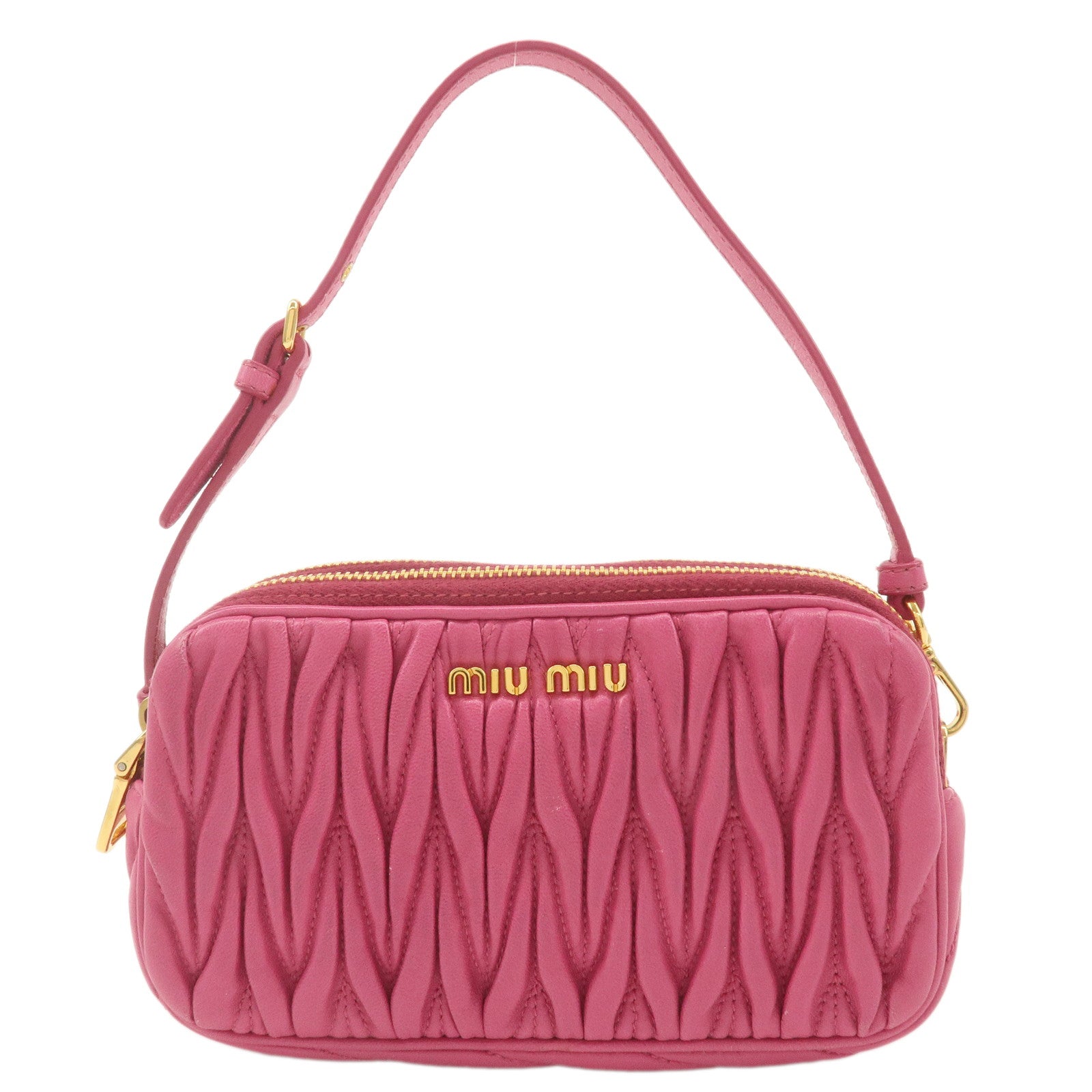 MIU-MIU-Matelasse-Leather-Gathered-Accessories-Pouch-Pink