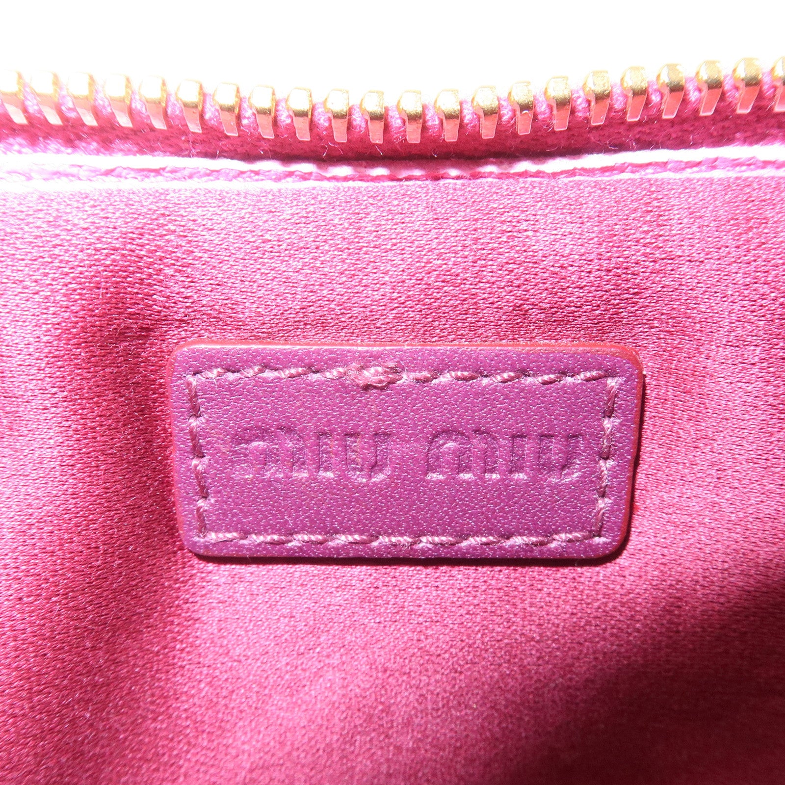 MIU MIU Matelasse Leather Gathered Accessories Pouch Pink