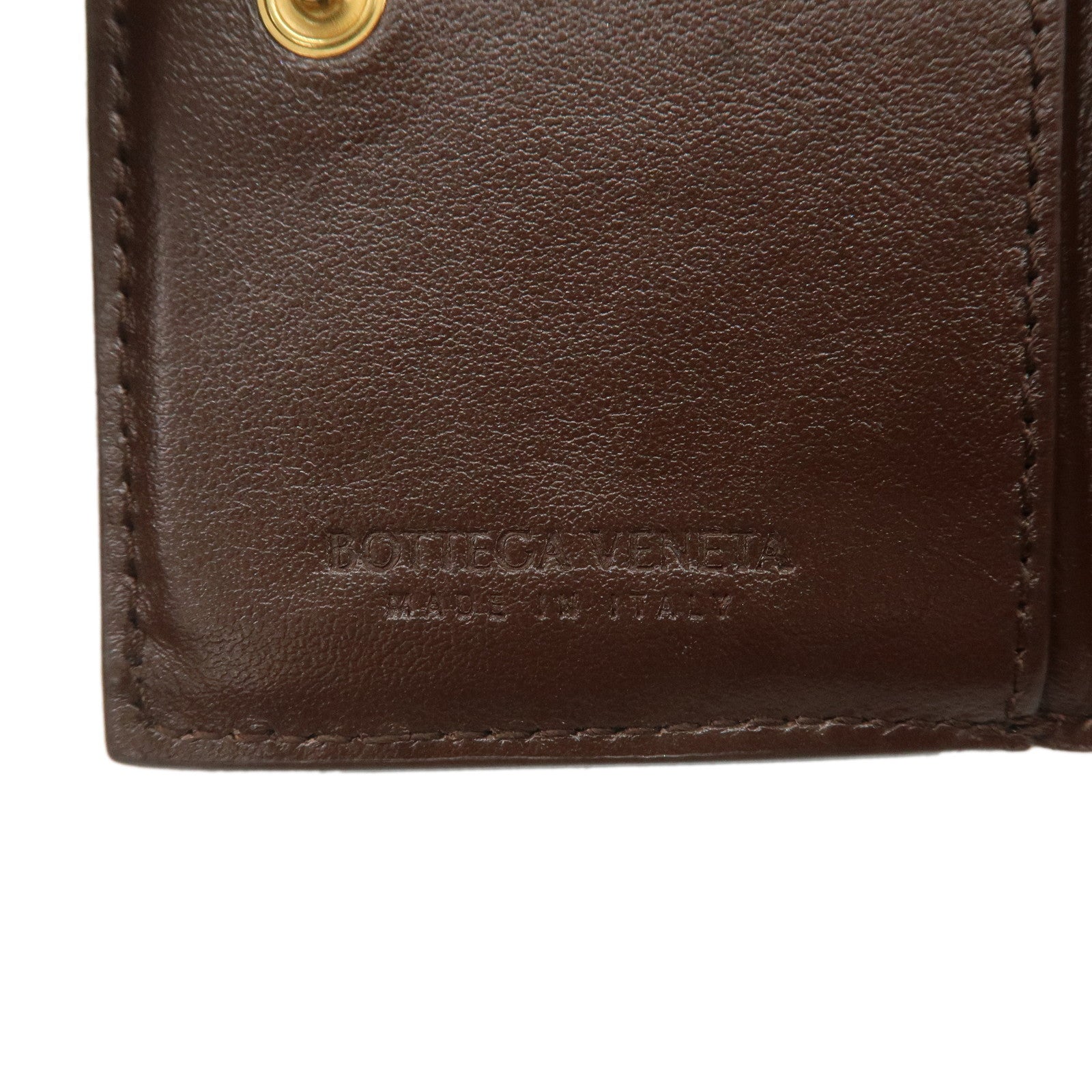 BOTTEGA VENETA Intrecciato Leather Tri-fold Wallet Brown 609285