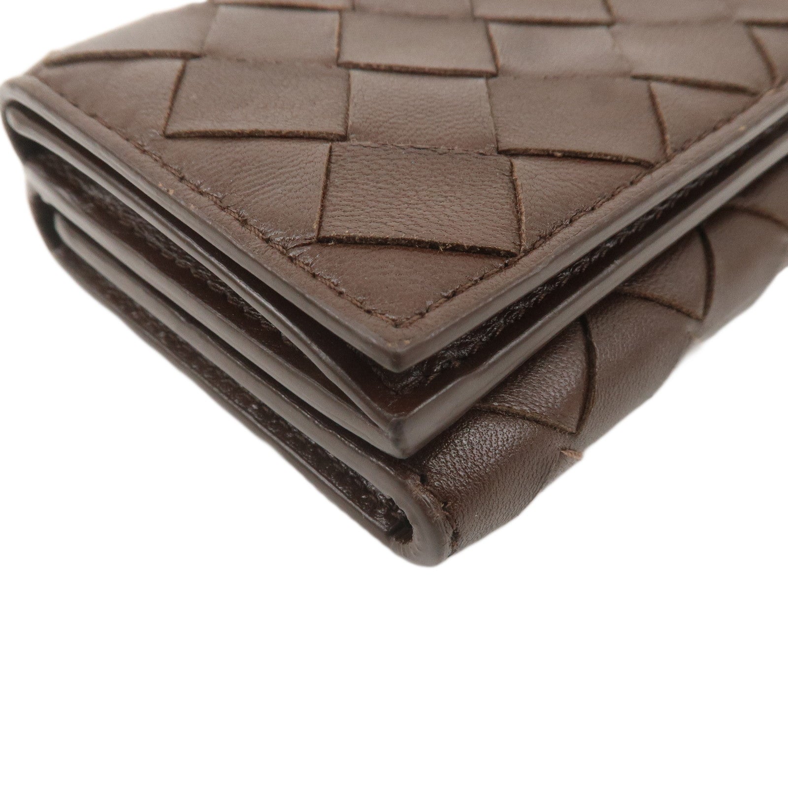 BOTTEGA VENETA Intrecciato Leather Tri-fold Wallet Brown 609285