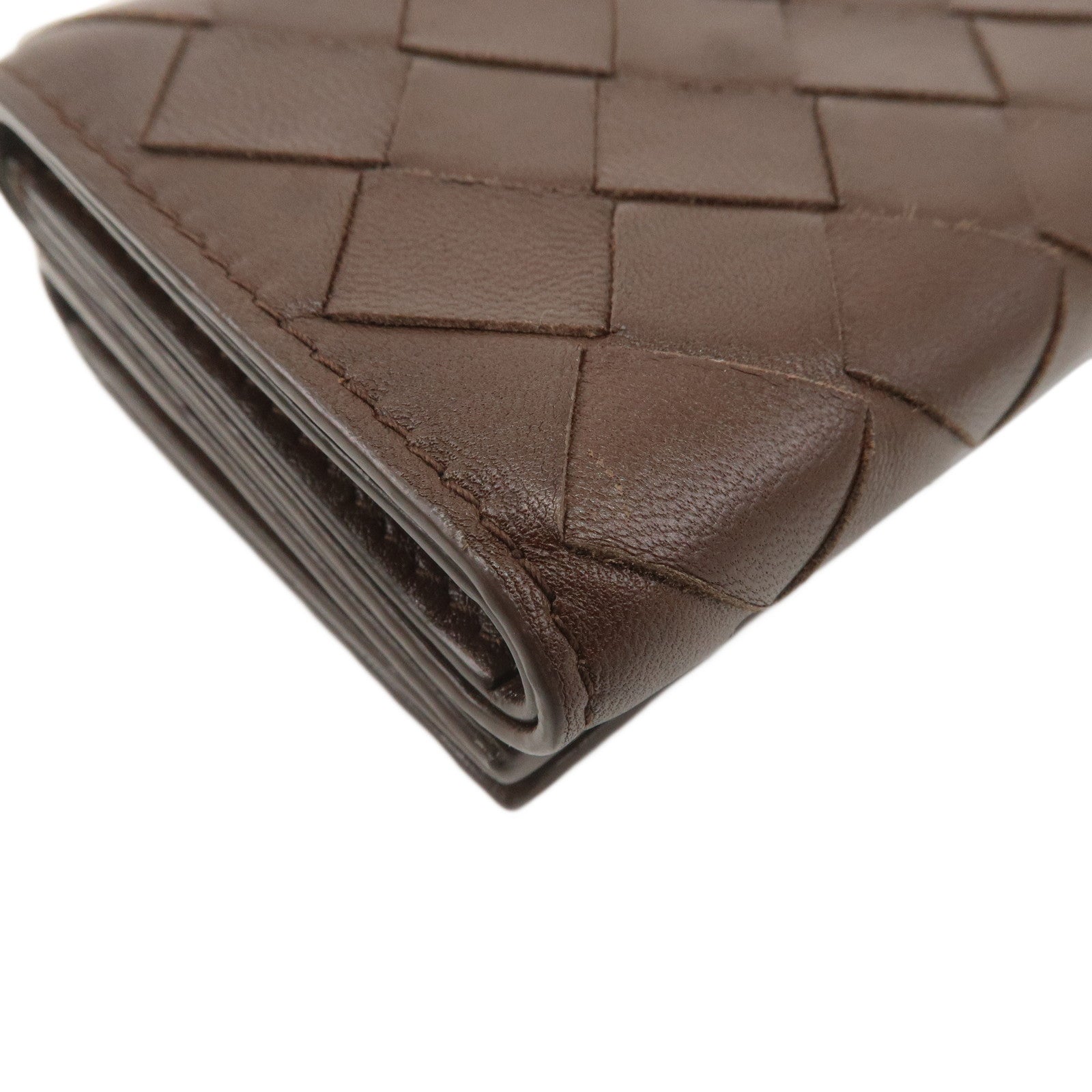 BOTTEGA VENETA Intrecciato Leather Tri-fold Wallet Brown 609285