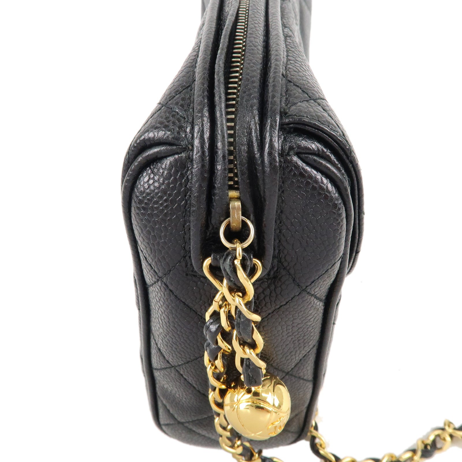 CHANEL Matelasse Caviar Skin Chain Shoulder Bag Black