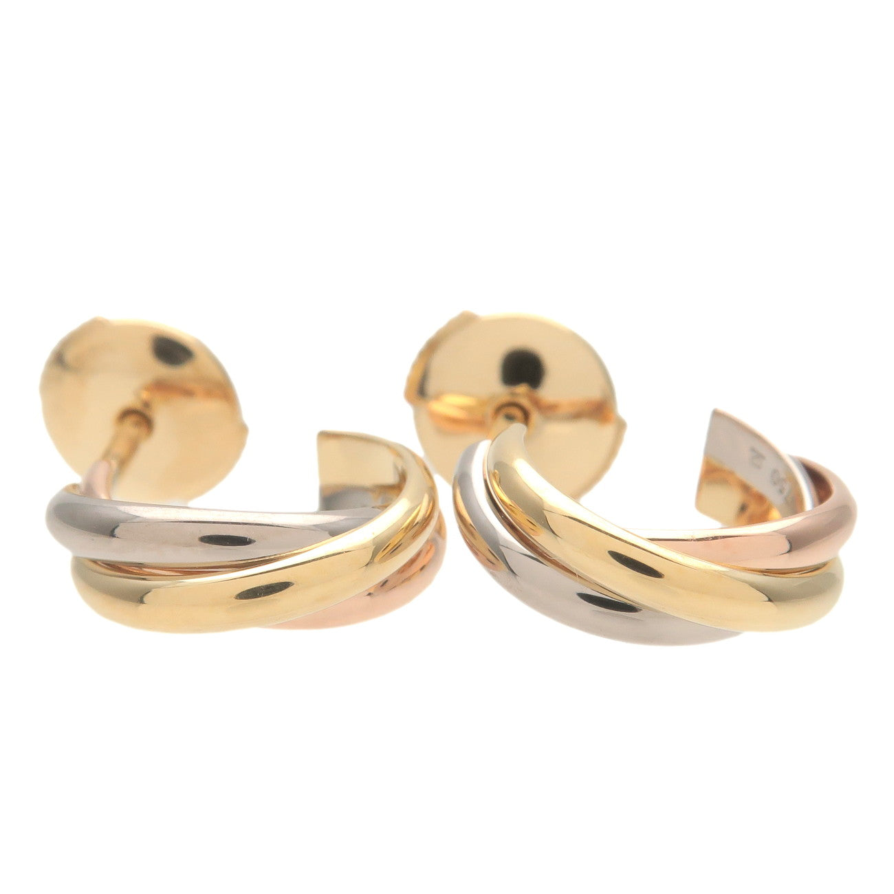 Cartier-Trinity-Earrings-K18-750YG/WG/PG-Yellow-White-Rose-Gold