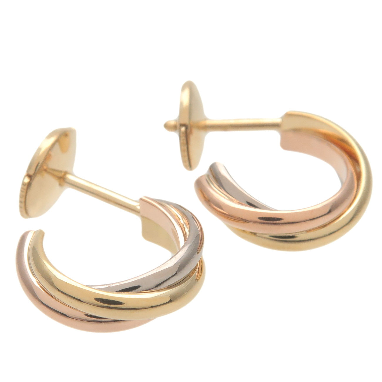 Cartier Trinity Earrings K18 750YG/WG/PG Yellow White Rose Gold