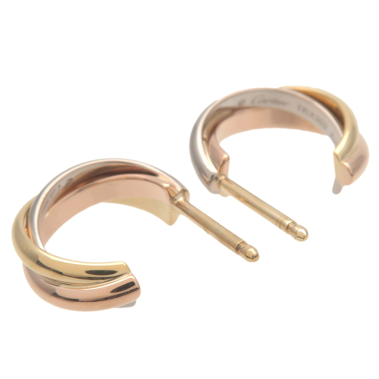 Cartier Trinity Earrings K18 750YG/WG/PG Yellow White Rose Gold