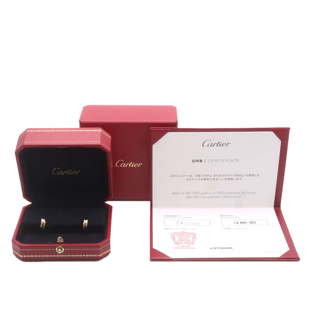 Cartier Trinity Earrings K18 750YG/WG/PG Yellow White Rose Gold