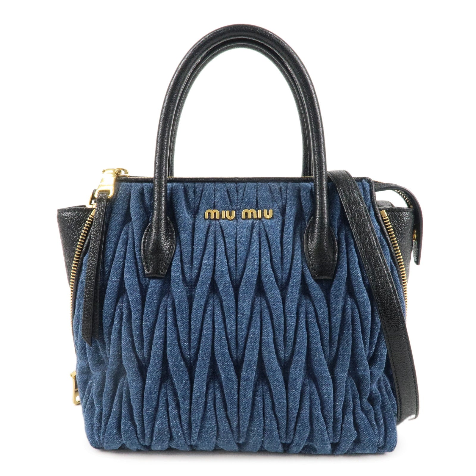 MIU-MIU-Matelasse-Denim-2Way-Shoulder-Bag-Hand-Bag-Blue-5BA003