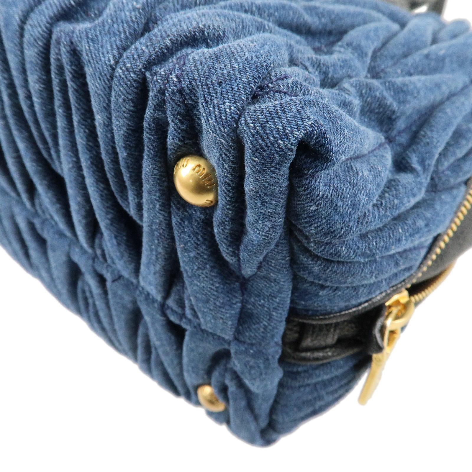 MIU MIU Matelasse Denim 2Way Shoulder Bag Hand Bag Blue 5BA003