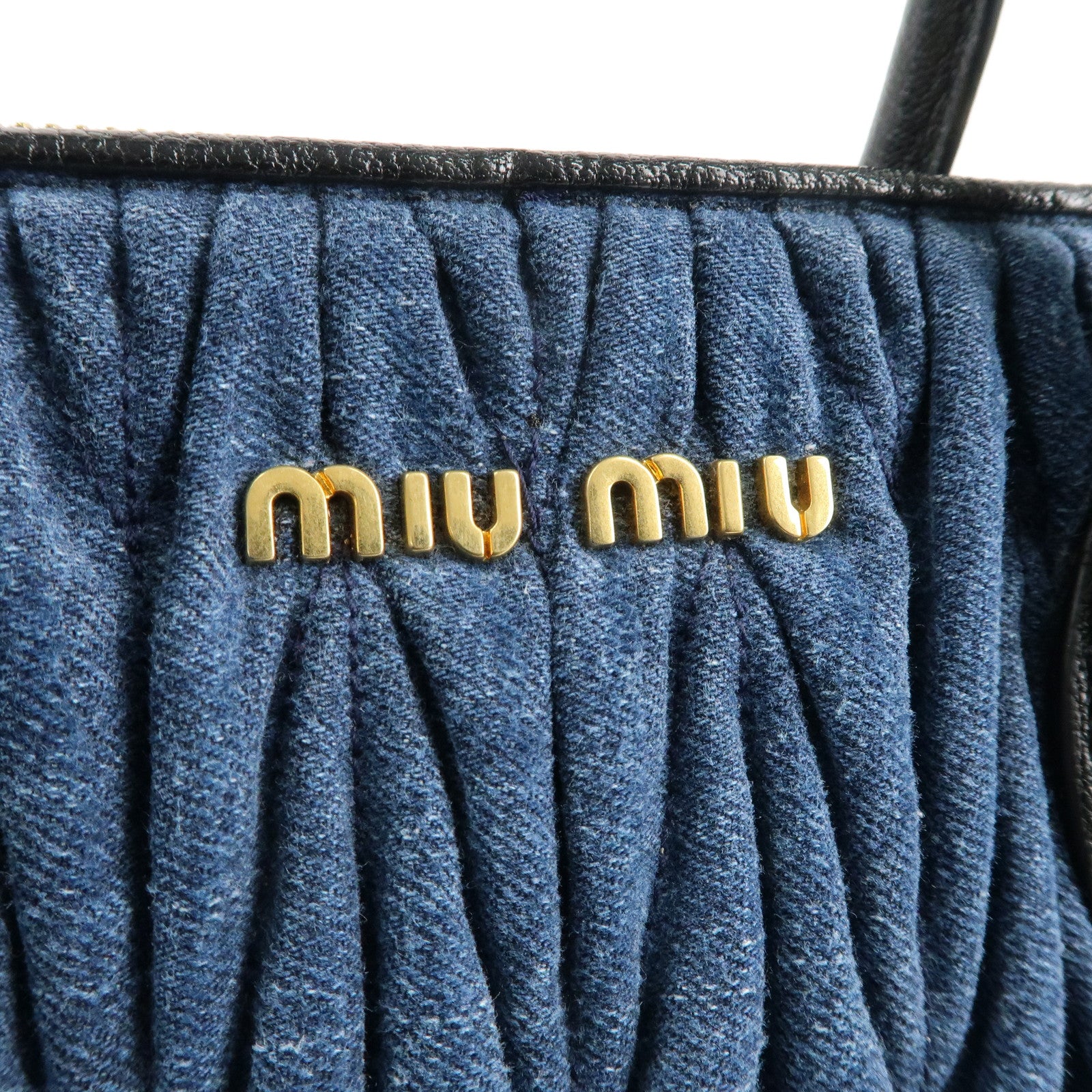 MIU MIU Matelasse Denim 2Way Shoulder Bag Hand Bag Blue 5BA003