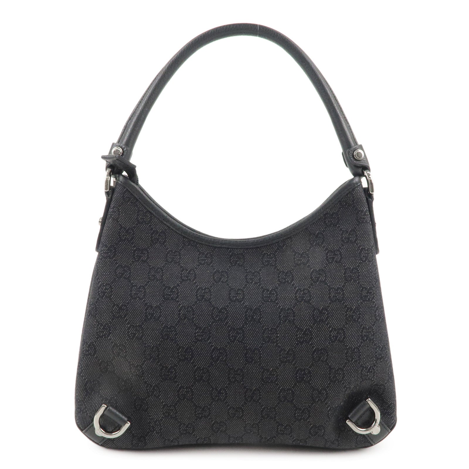 GUCCI Abbey GG Canvas Leather Shoulder Bag Black 268637