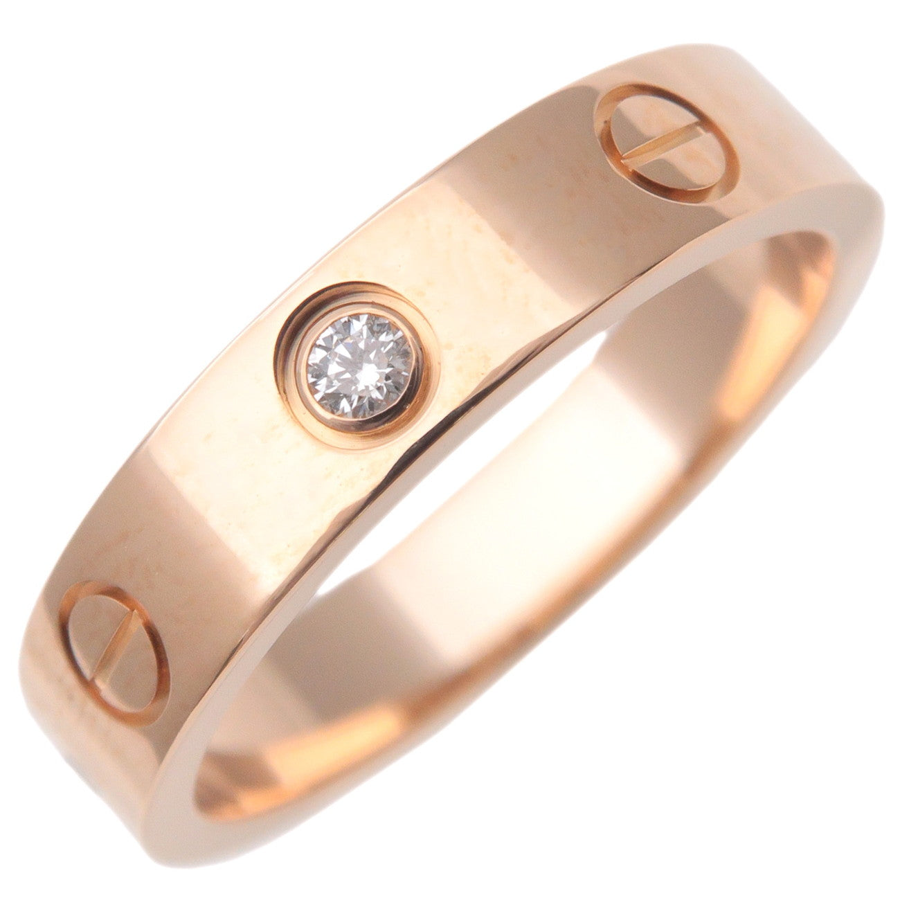 Cartier-Mini-Love-Ring-1P-Diamond-K18PG-750-Rose-Gold-#52-US6-6.5