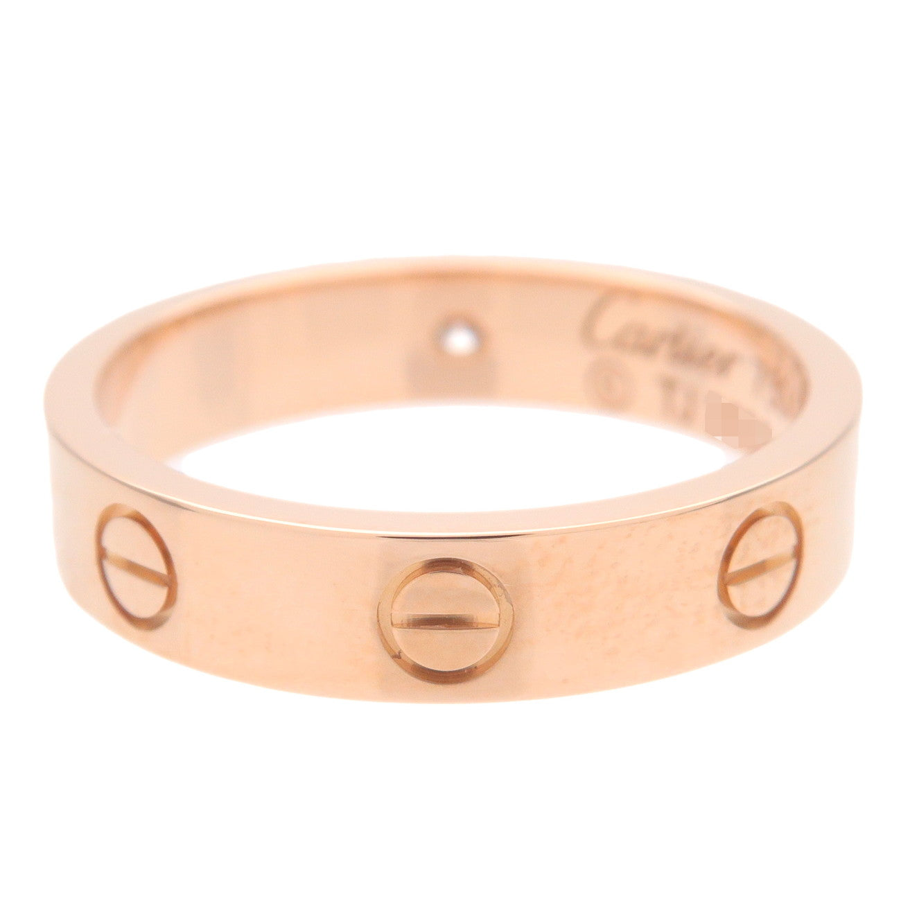 Cartier Mini Love Ring 1P Diamond K18PG 750 Rose Gold #52 US6-6.5