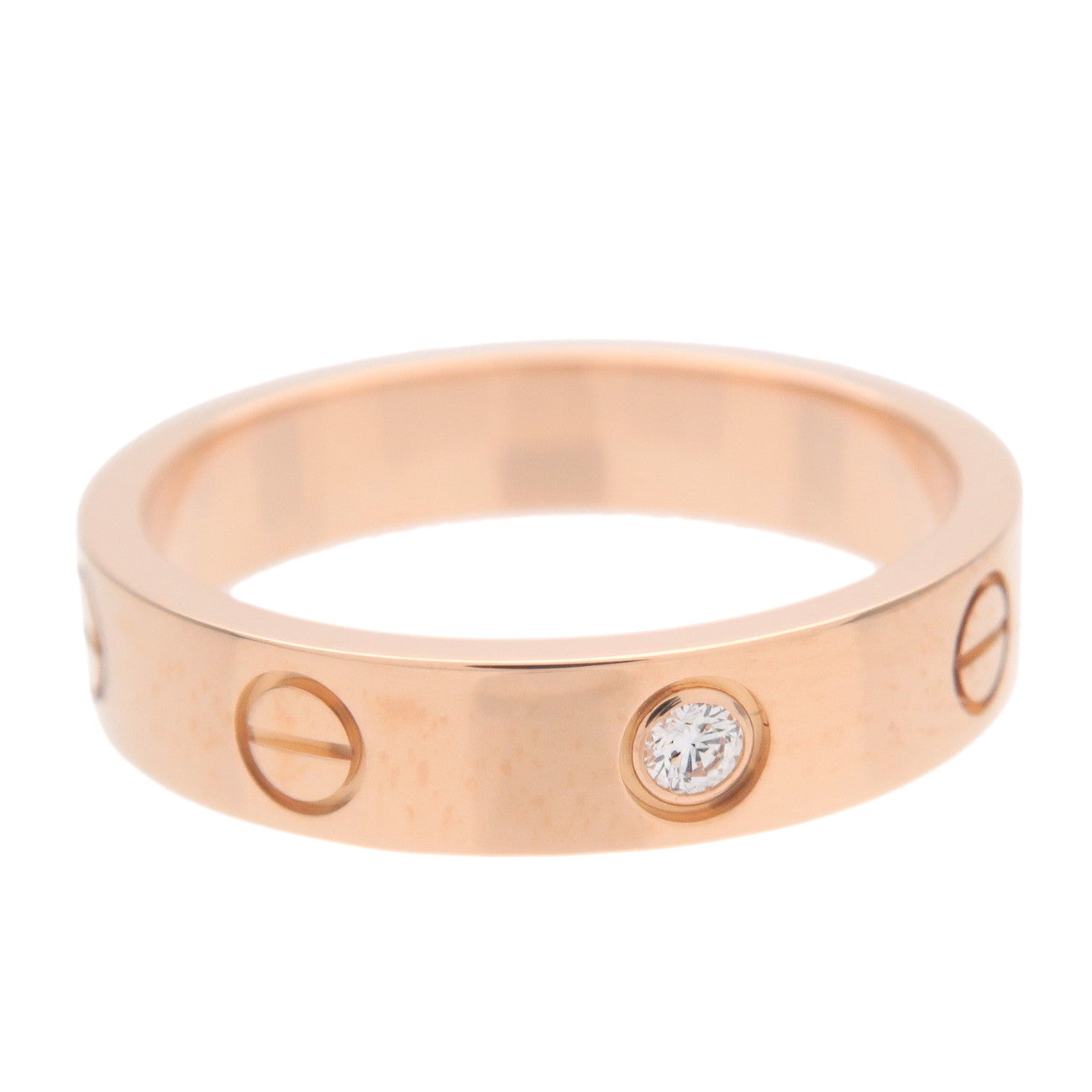 Cartier Mini Love Ring 1P Diamond K18PG 750 Rose Gold #52 US6-6.5