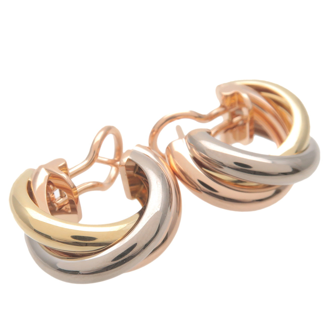 Cartier Trinity Earrings K18 750YG/WG/PG Yellow White Rose Gold