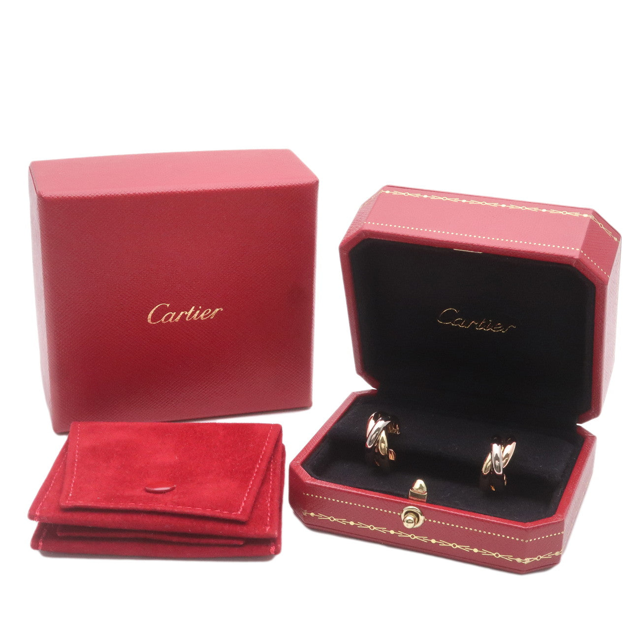 Cartier Trinity Earrings K18 750YG/WG/PG Yellow White Rose Gold