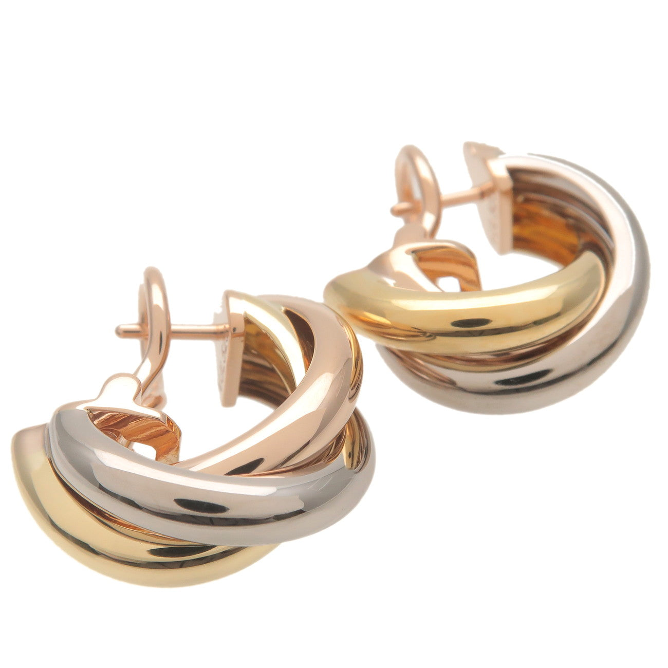 Cartier Trinity Earrings K18 750YG/WG/PG Yellow White Rose Gold