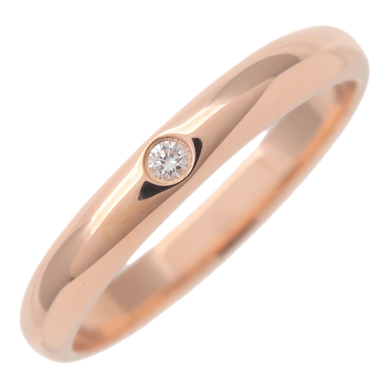 Cartier-1895-Wedding-Ring-1P-Diamond-K18-Rose-Gold-#48-US3.5-4