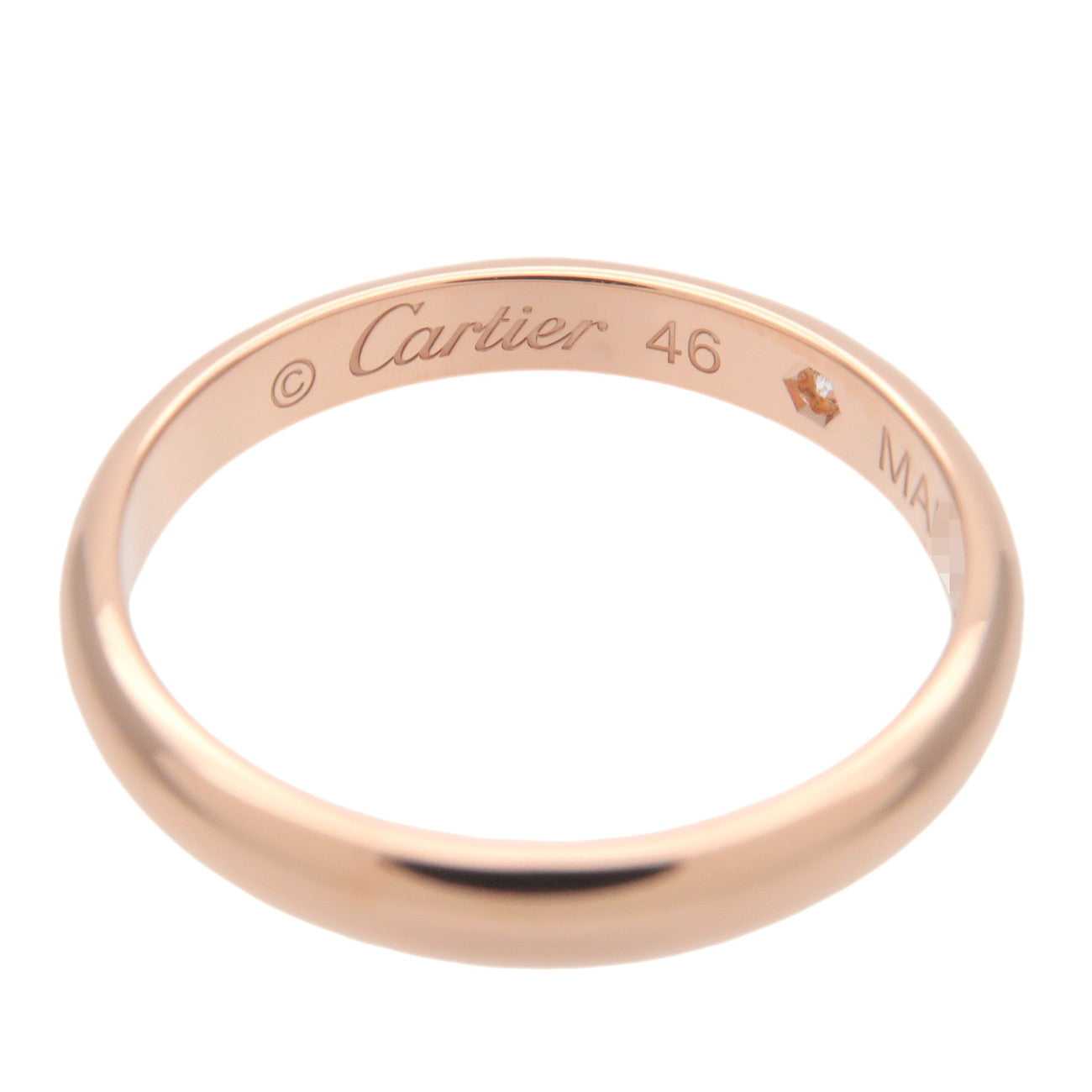 Cartier 1895 Wedding Ring 1P Diamond K18 Rose Gold #48 US3.5-4