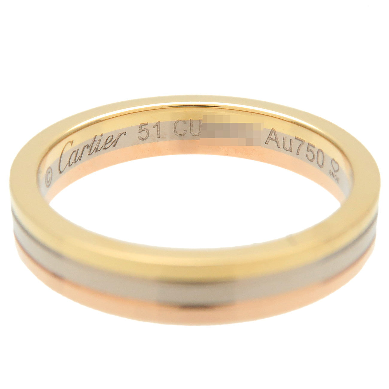 Cartier Vendome Three Color Ring K18 750YG/WG/PG #51 US5.5-6