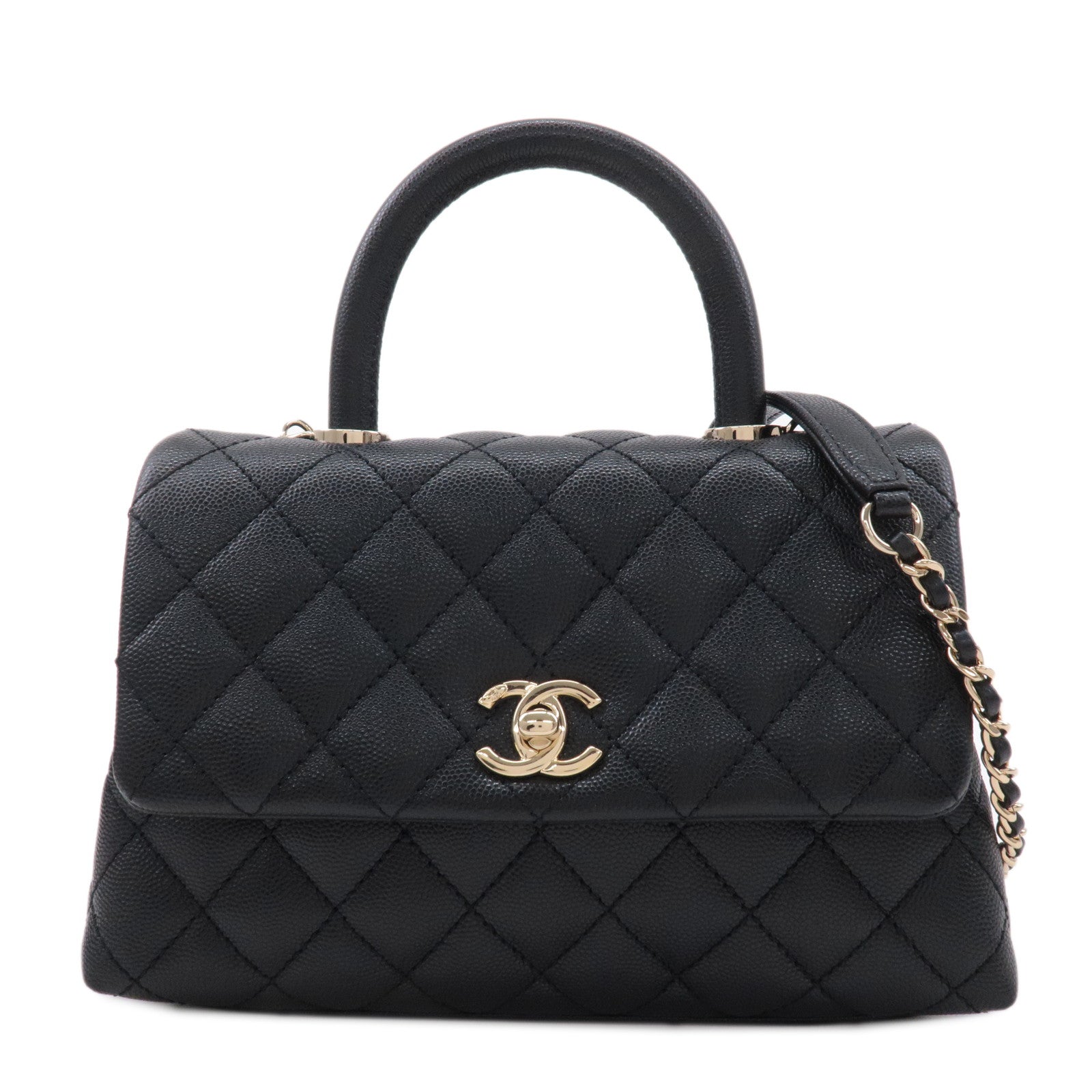 CHANEL-Matelasse-Caviar-Skin-COCO-Handle-24-XS-Hand-Bag-A92990