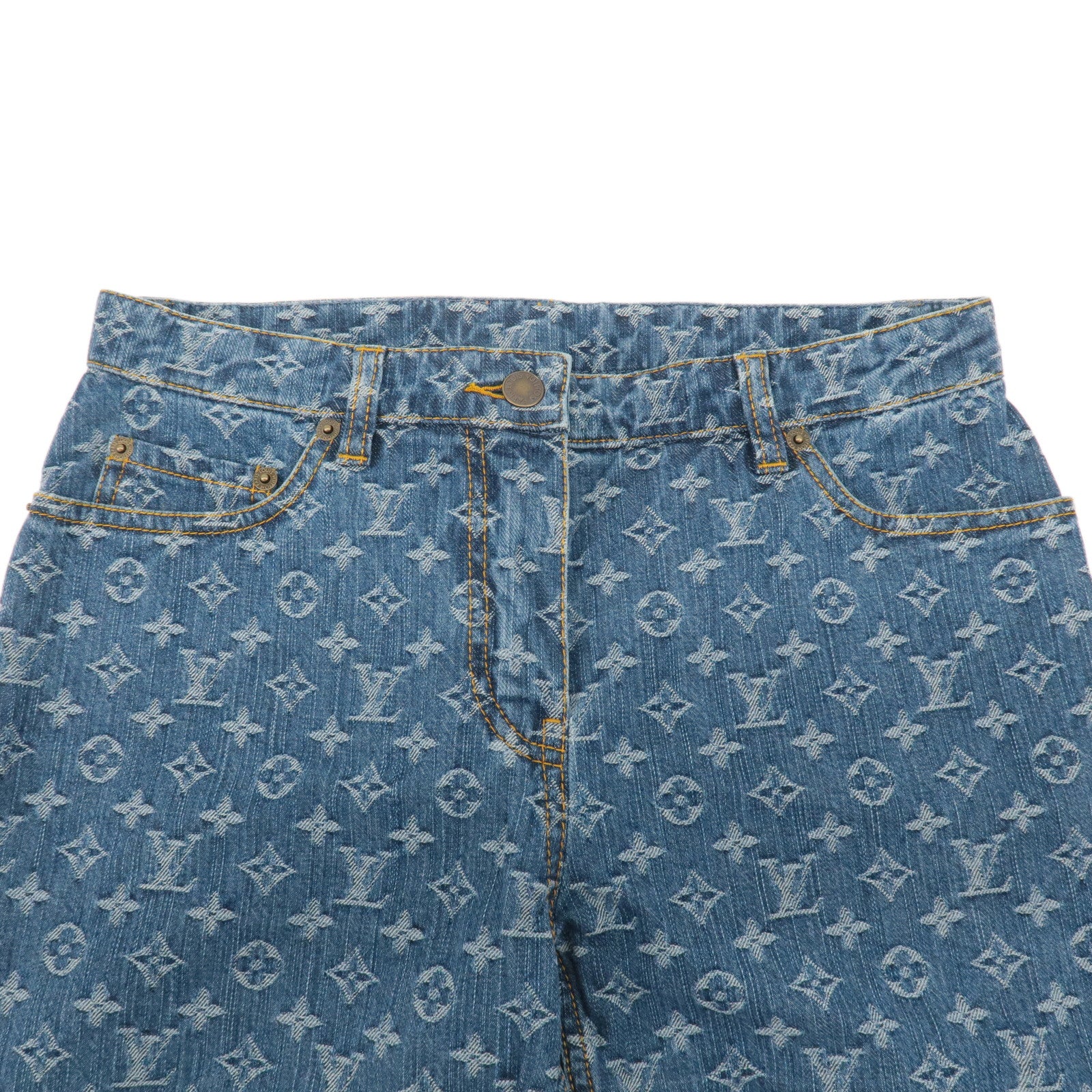 Louis Vuitton Monogram Denim Denim Pants Half Pants Blue RW051B