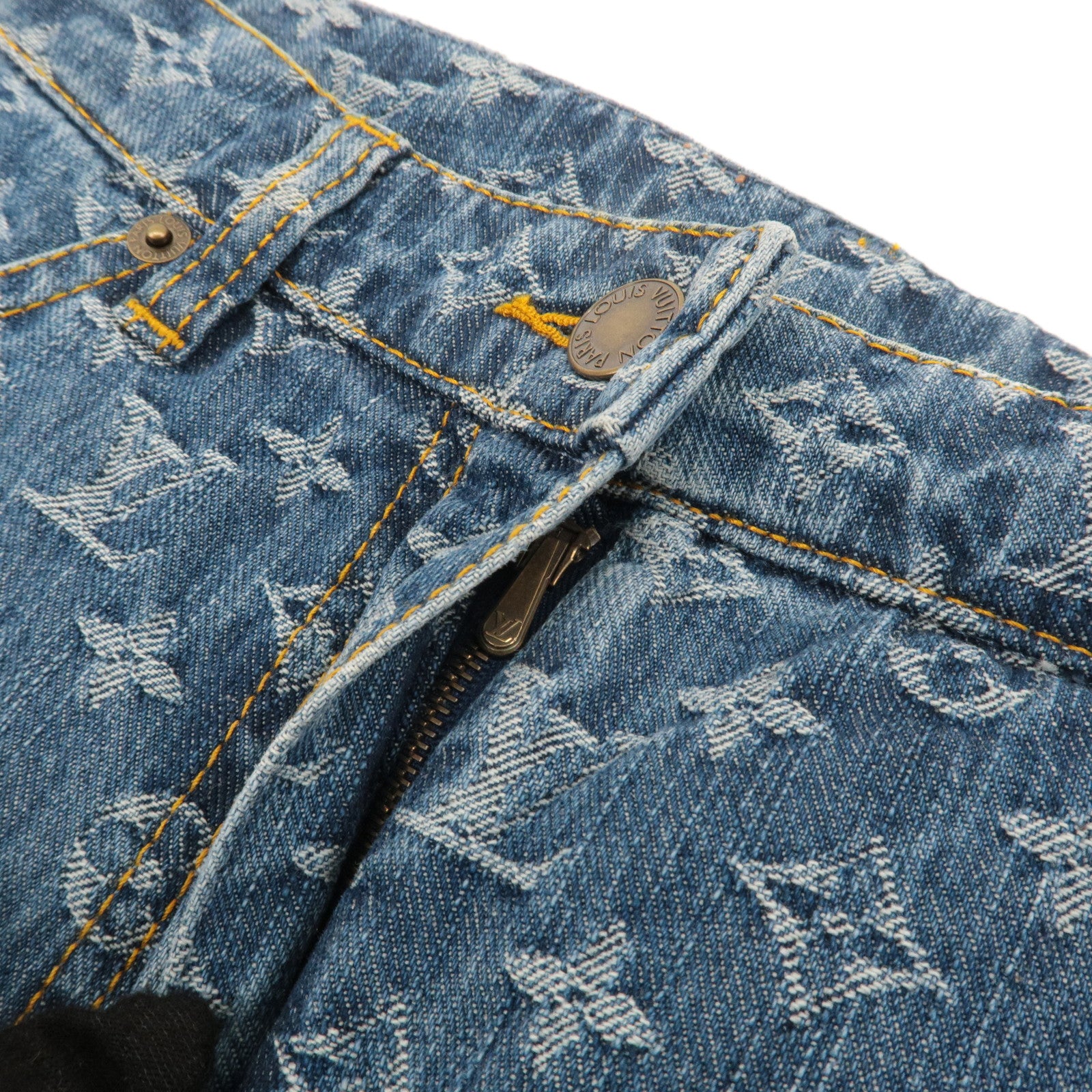 Louis Vuitton Monogram Denim Denim Pants Half Pants Blue RW051B