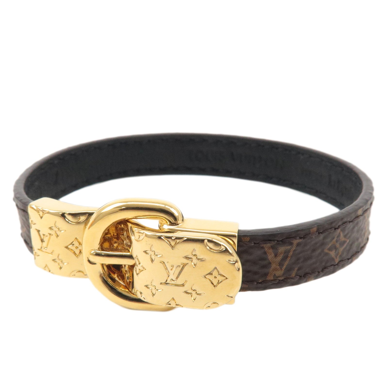 Louis-Vuitton-Monogram-Fasten-Your-LV-Bracelet-Size-17-M6170F