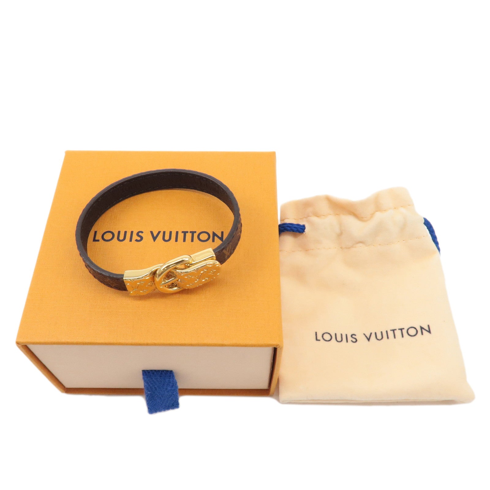 Louis Vuitton Monogram Fasten Your LV Bracelet Size 17 M6170F