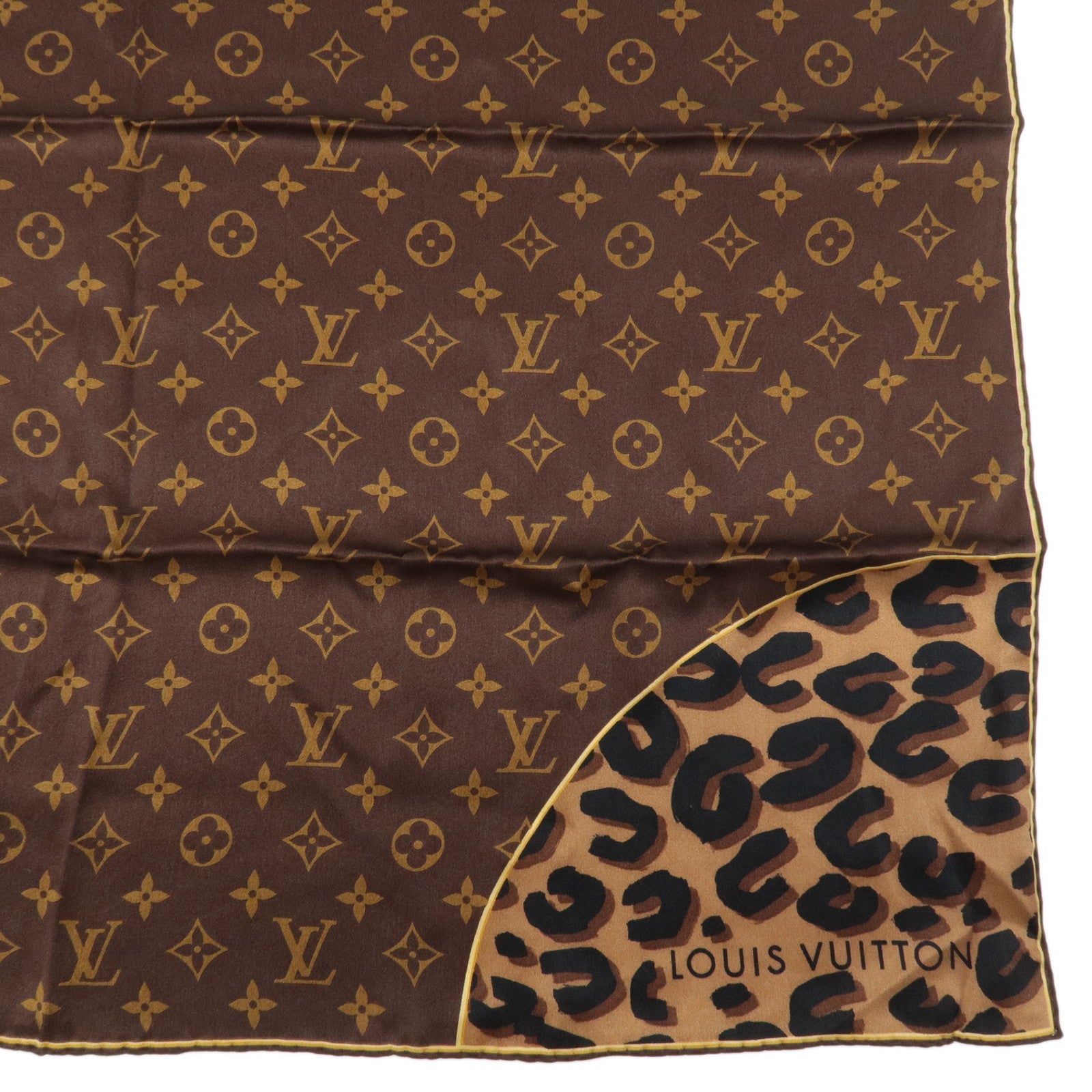 Louis Vuitton Carre Monogram Leopard 100% Silk Scarf Ｍ72124