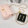 Chanel 23K Light Pink Pearl Crush Square Mini with Antique Gold Hardware.