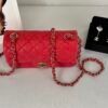 Chanel 24S Dark Red Lambskin  Rectangular Mini with Champagne Gold Hardware.